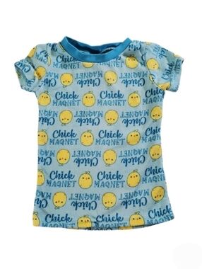 K1156 * Mon Petit Boys Chick Magnet Top Blue Yellow Size 18M Vintage